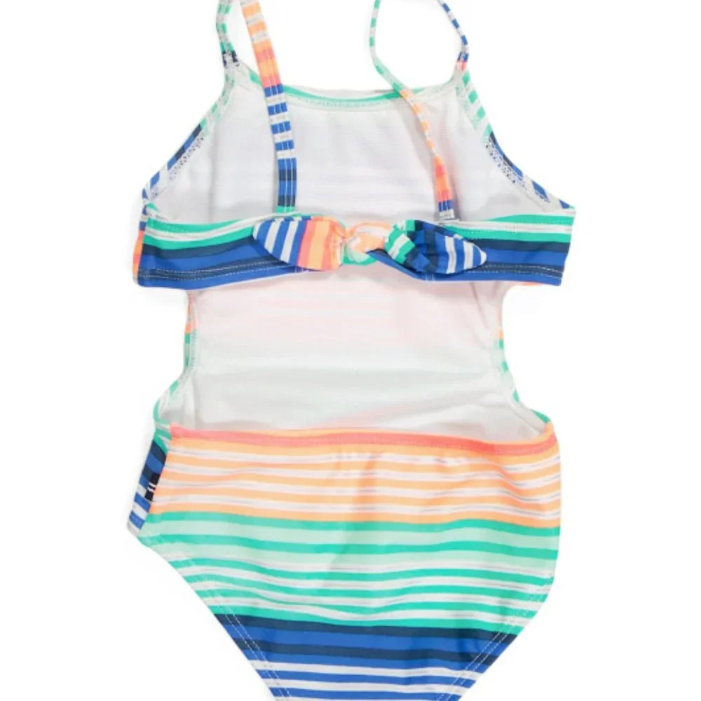 Nautica Toddler Girl Multi Stripe One-piece Swimsuit NWT
